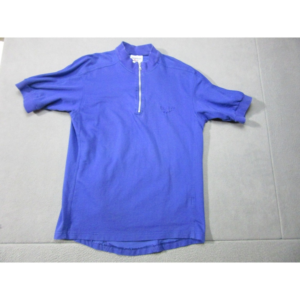 Reebok Cycling Shirt Mens Large Blue Vintage 90s Half Zip Dupont Tactel Pocket